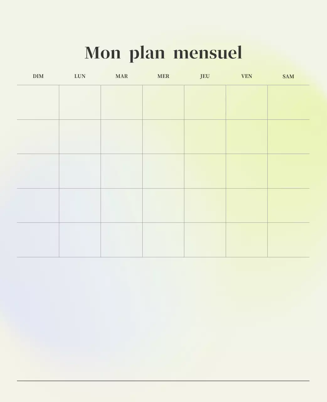 Calendrier minimaliste dégradé