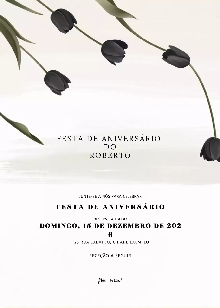 Convite de aniversário preto elegante