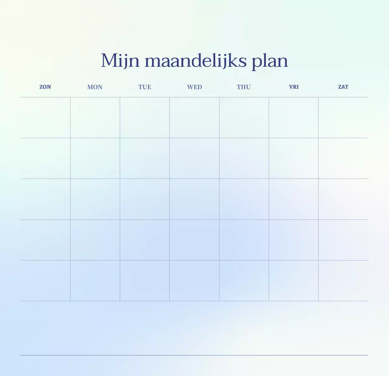 Minimalistische kalender met kleurverloop