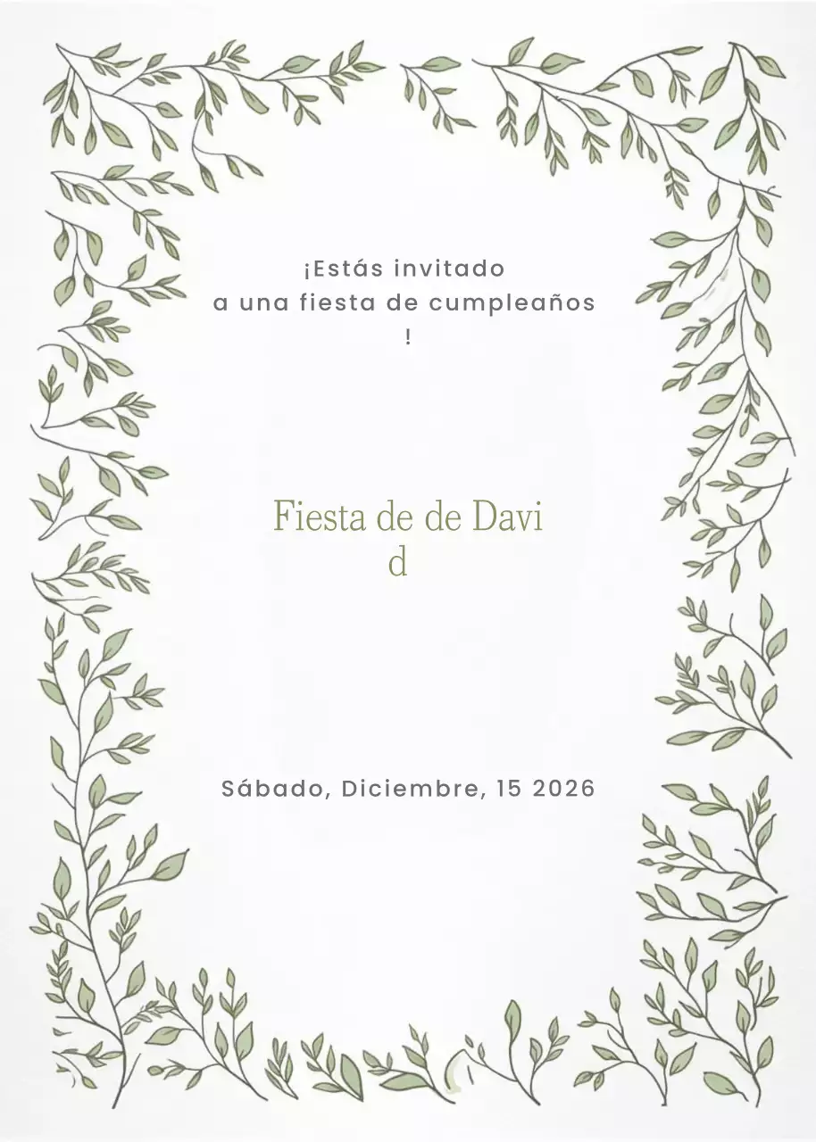 Invitación de cumpleaños Botánico verde