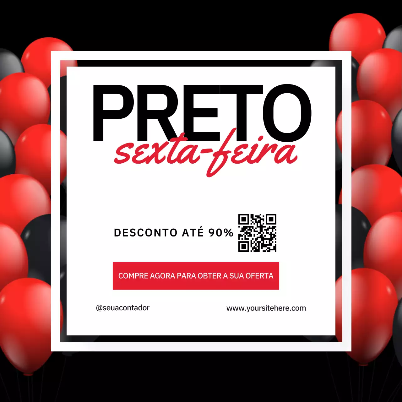 Post do Instagram da promoção Black Friday Black and Red Modern Bold