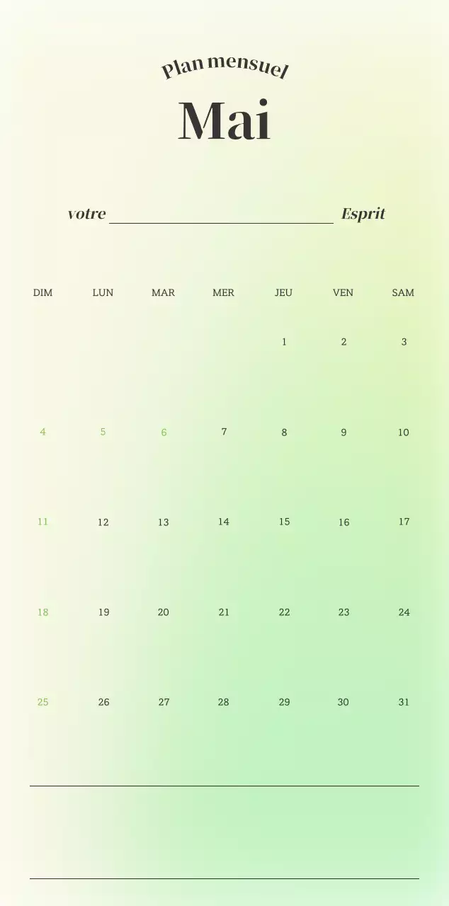 Calendrier minimaliste dégradé