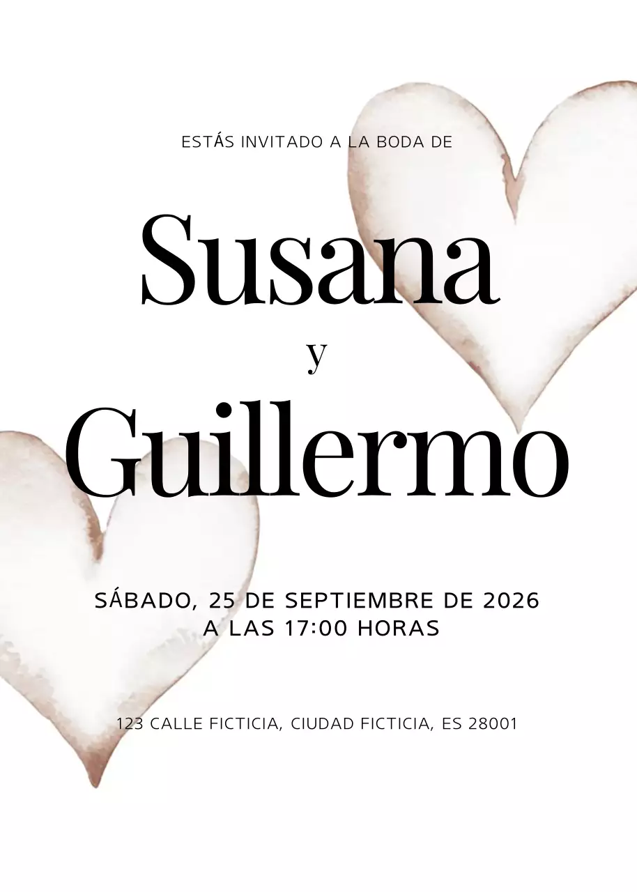 Invitación de boda sencilla beige