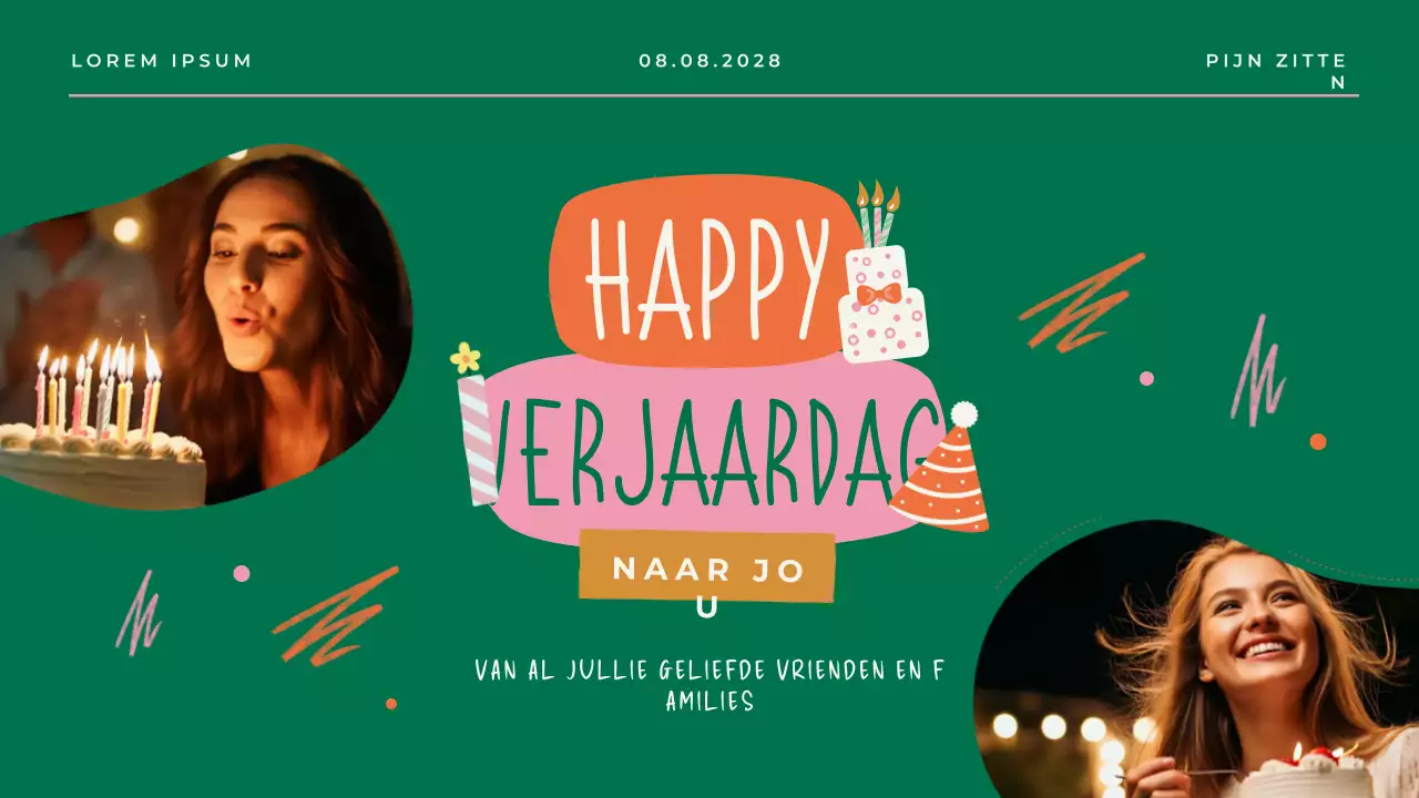 Groene speelse verjaardagspresentatie