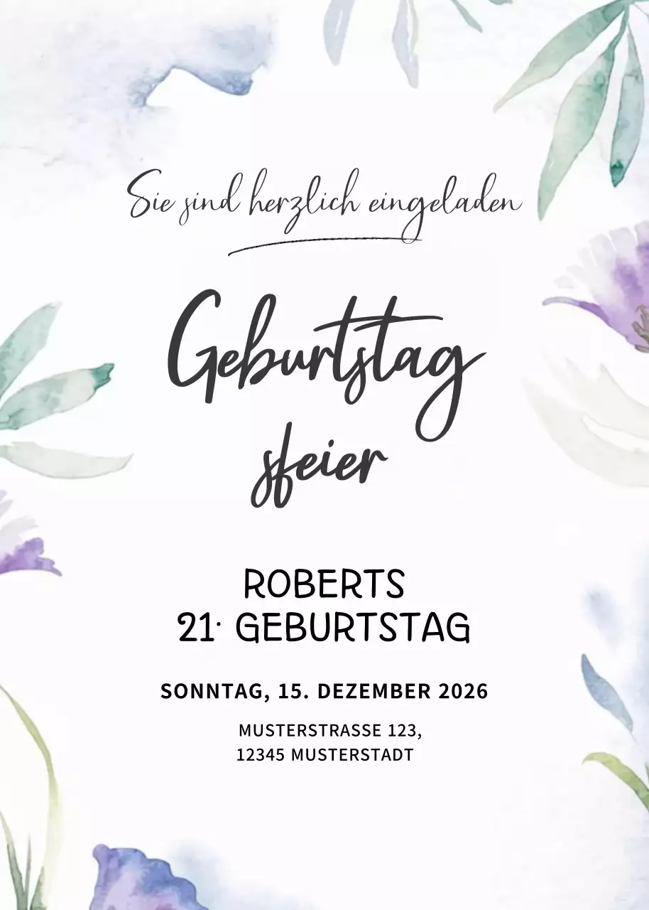 Weiß Elegante Geburtstagseinladung