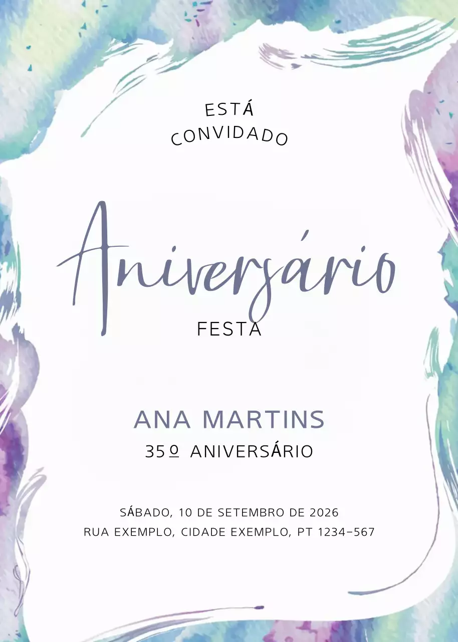 Convite de aniversário elegante e colorido