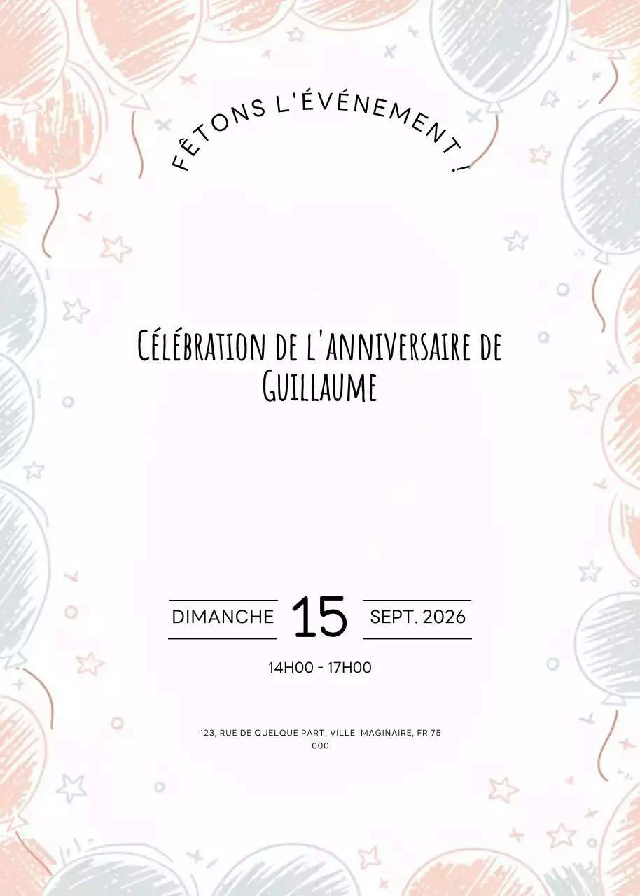 invitation d'anniversaire minimale et colorée