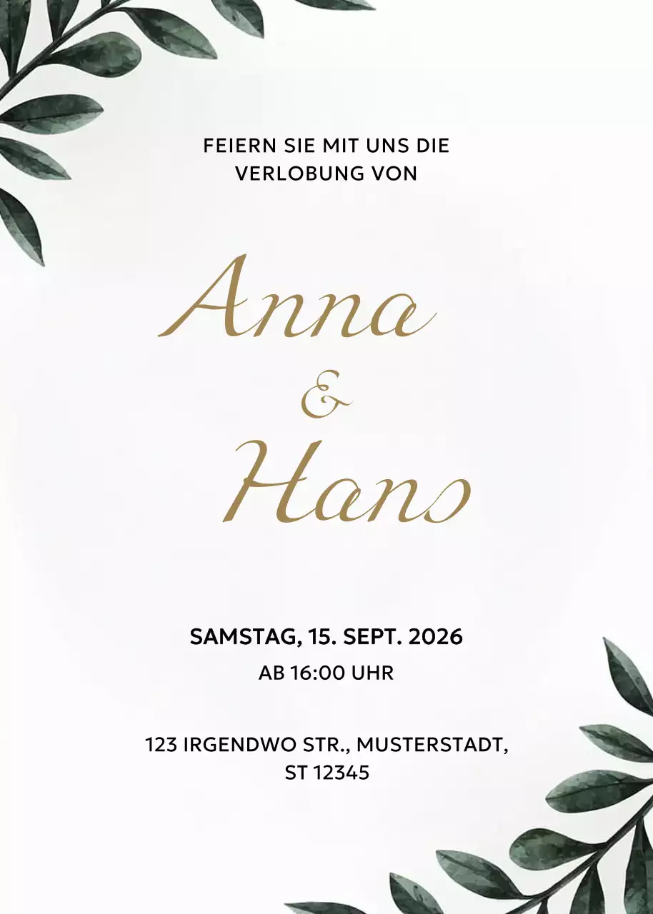 Weiß Elegante Verlobungseinladung