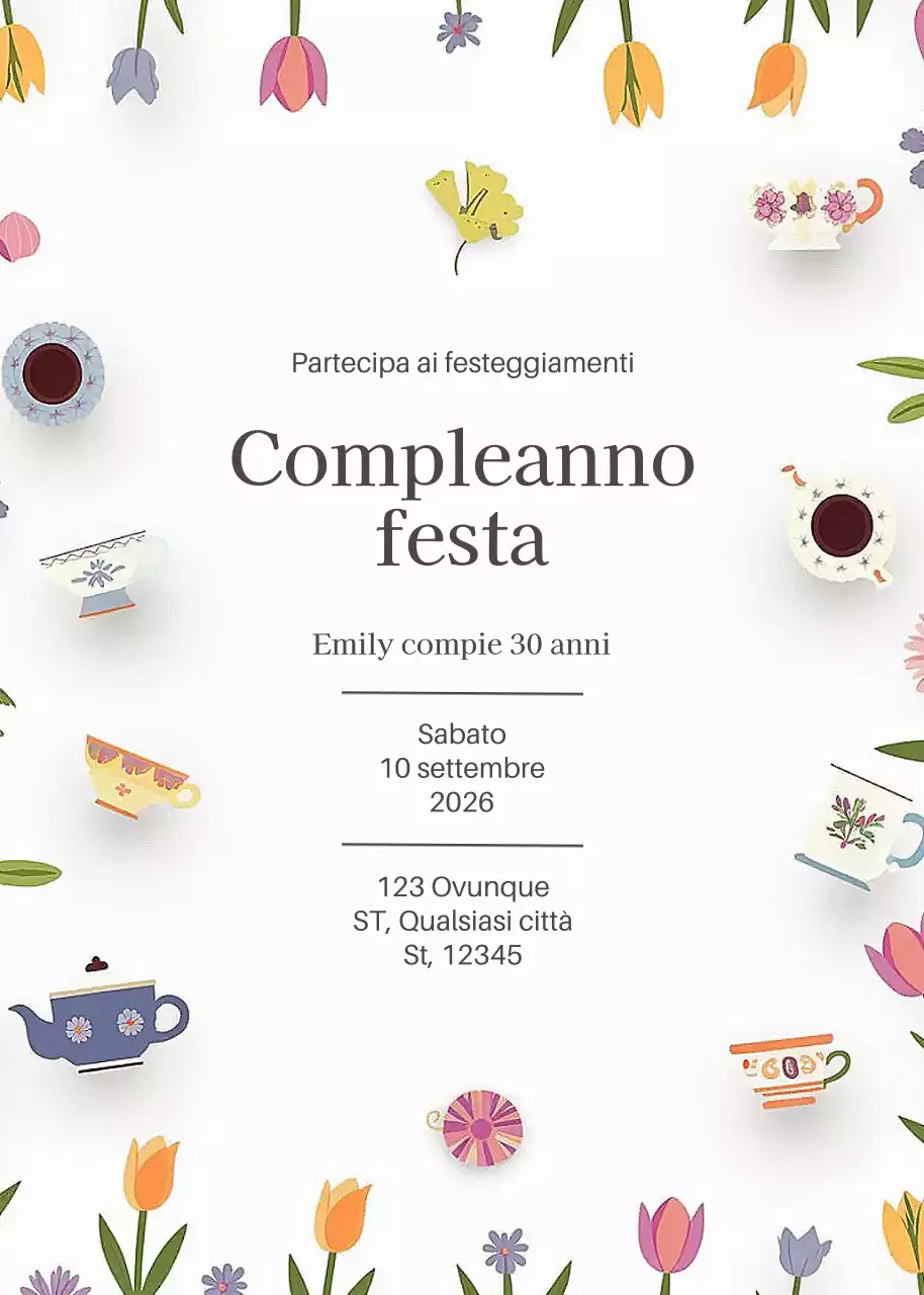 Invito di compleanno floreale bianco
