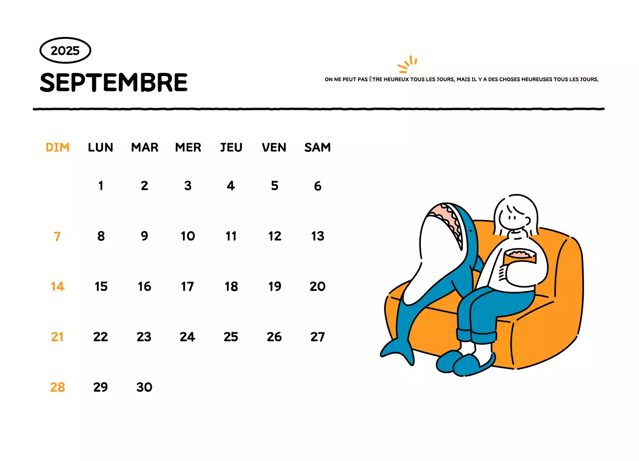 Calendrier illustré avec un joli style de lignes