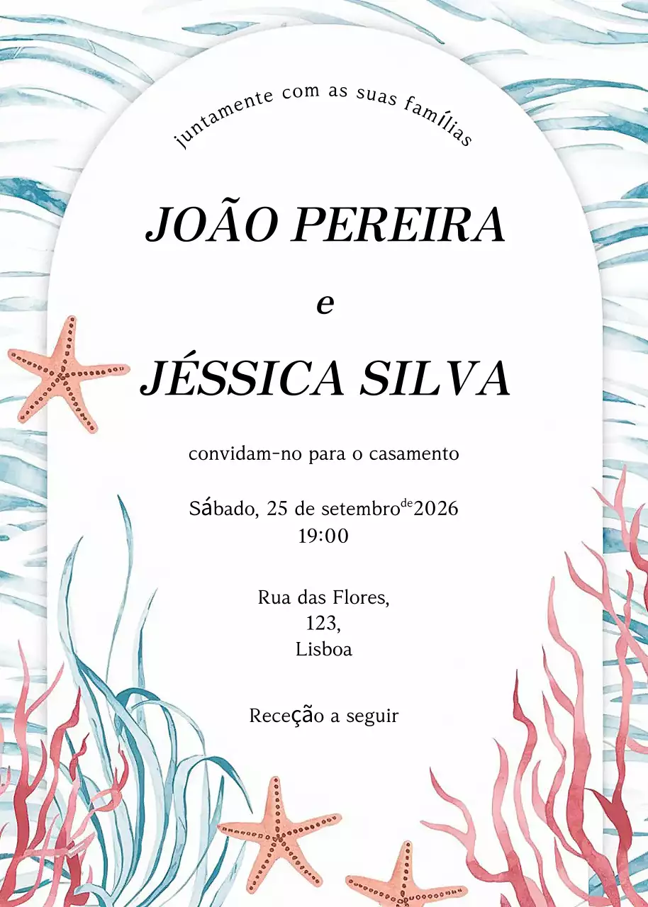 Convite de casamento branco e elegante