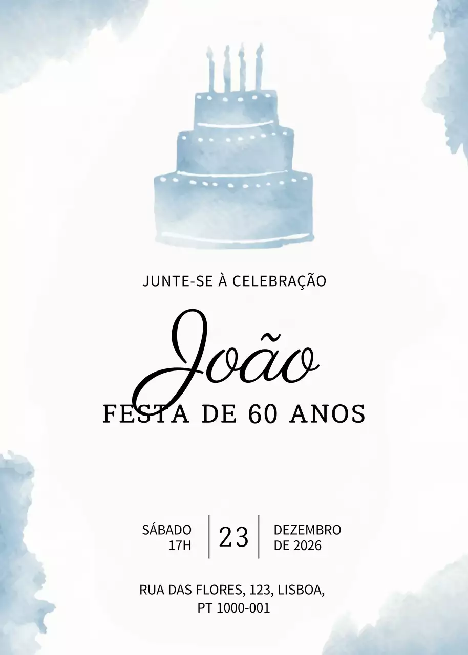 Convite de aniversário elegante azul