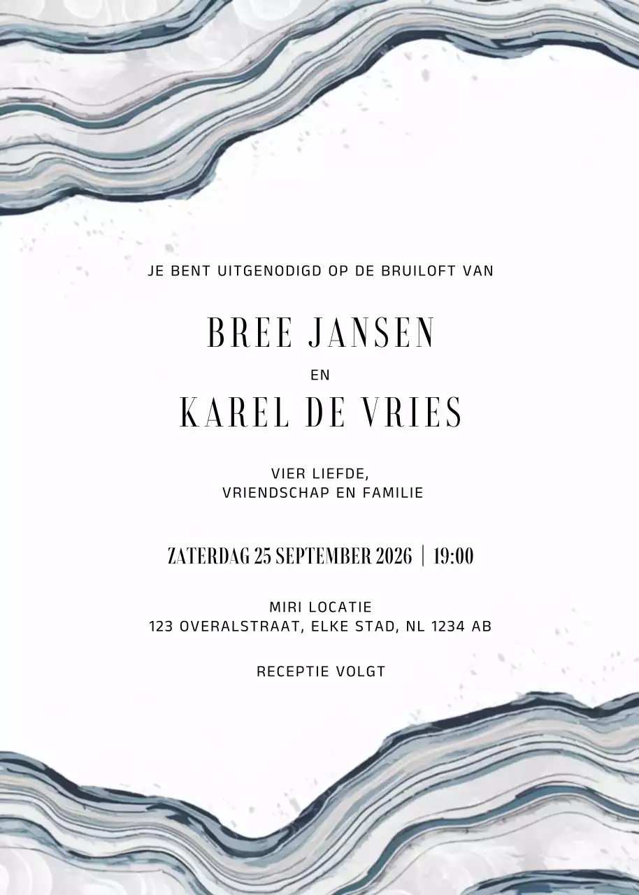 Grijze elegante huwelijksuitnodiging