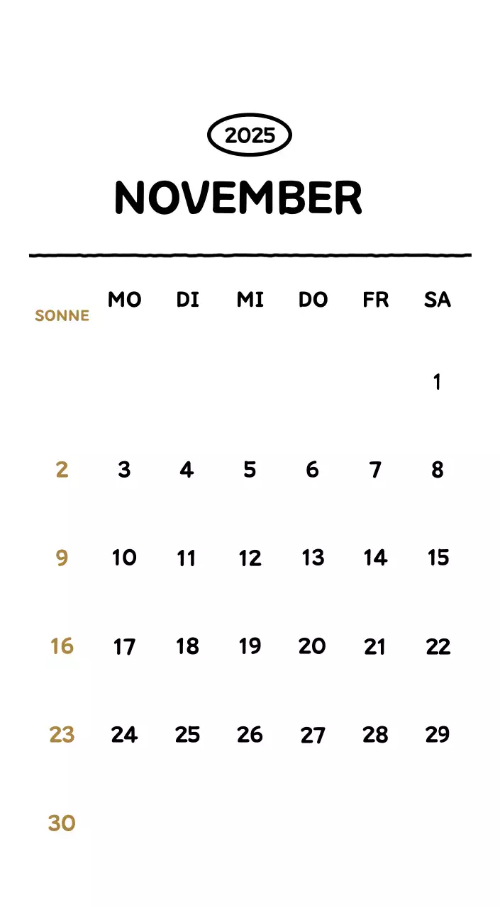 Illustrierter Kalender mit schönem Linienstil