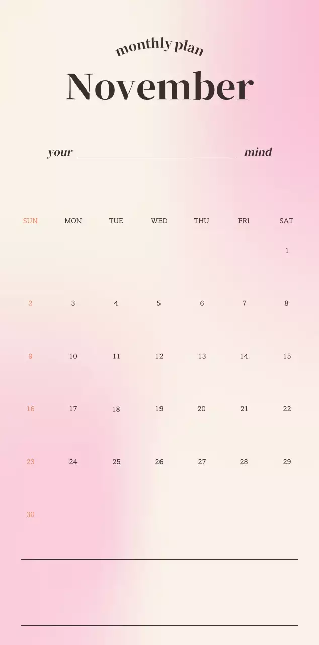 Gradient Minimalist Calendar