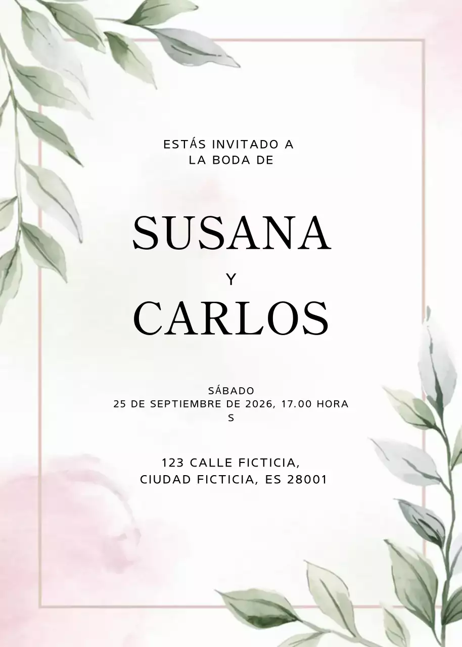 Elegante invitación de boda verde