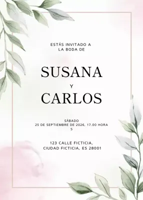 Elegante invitación de boda verde
