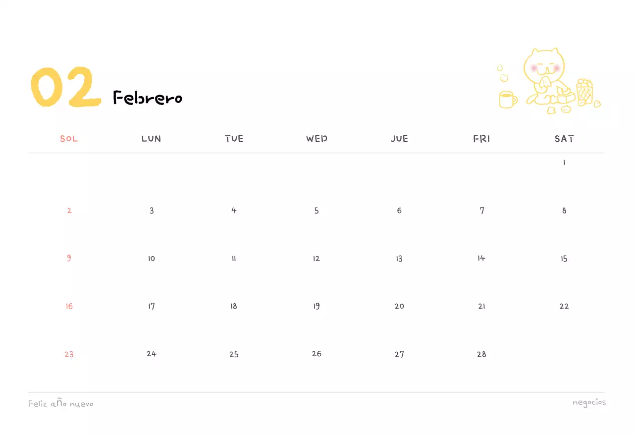 Calendario diario en marfil