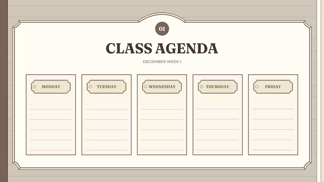 Beige Vintage Class Agenda Planner Presentation