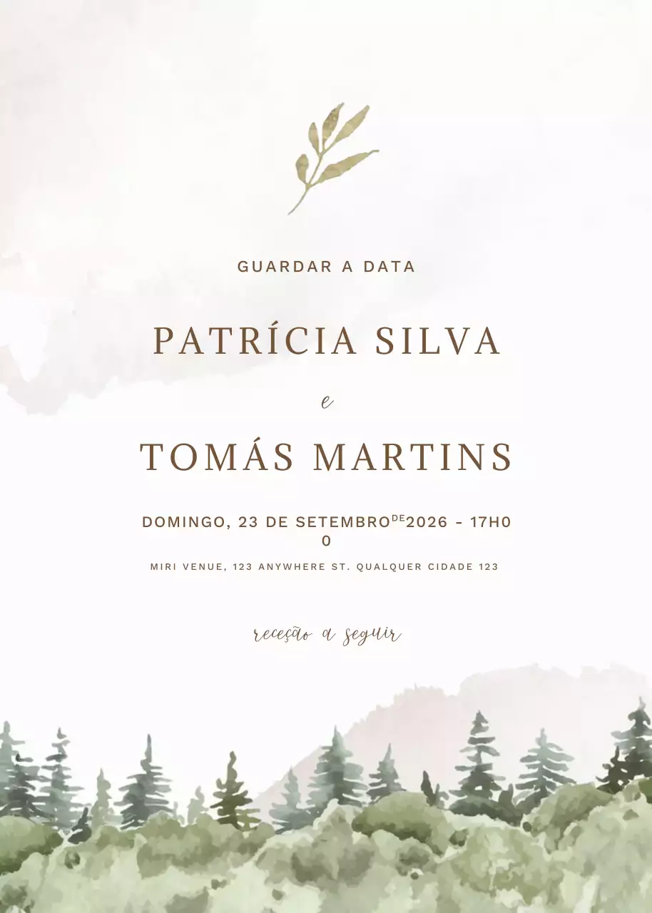 convite de casamento elegante verde