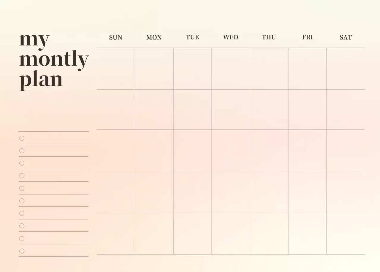 Gradient Minimalist Calendar