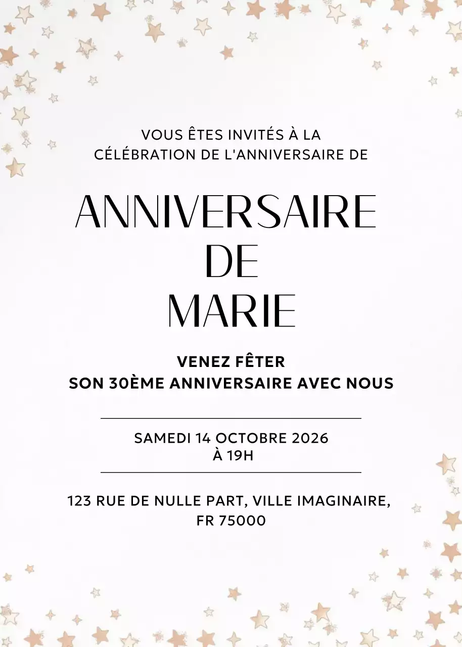 Beige Elegant Birthday Invitation