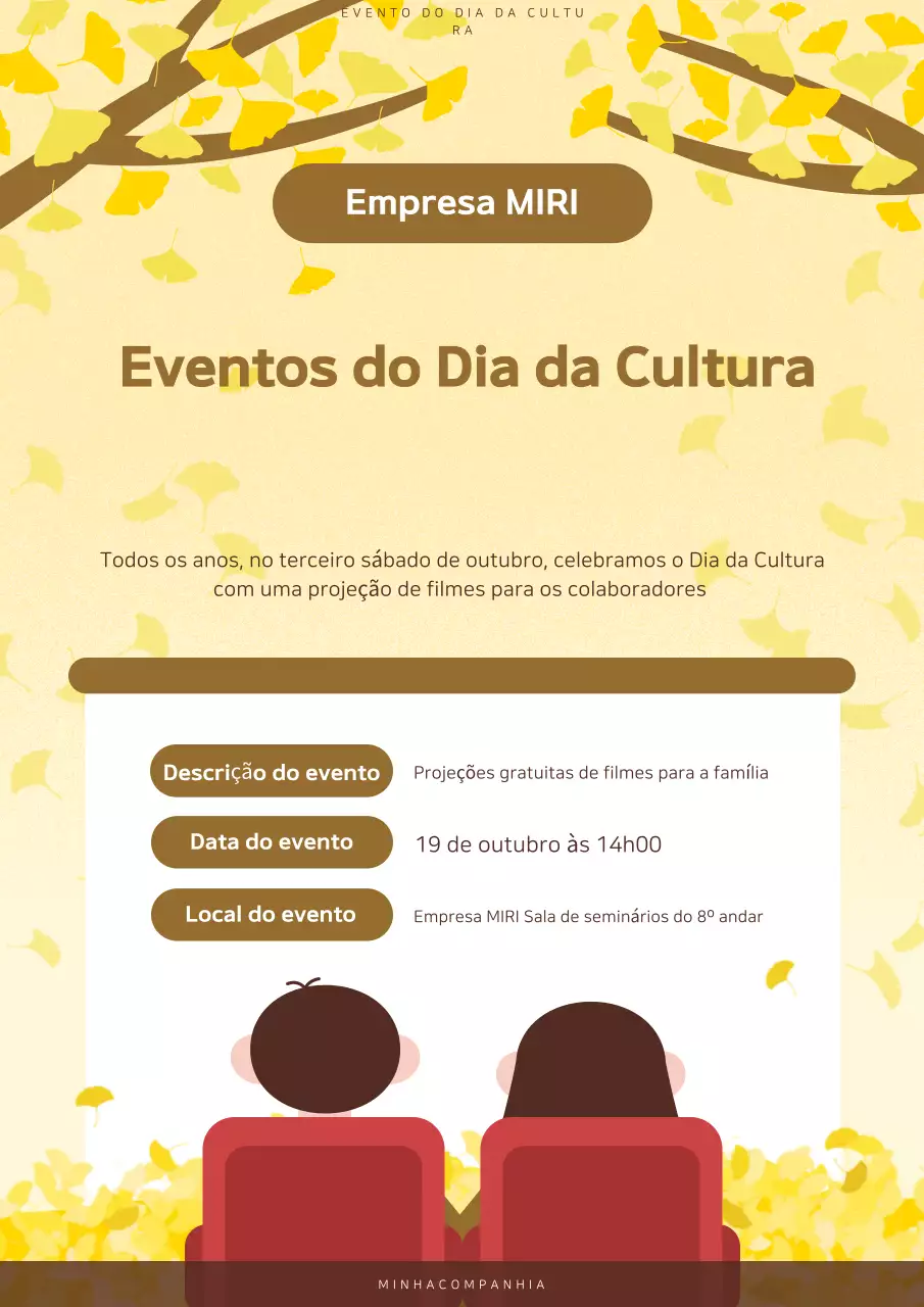 Eventos culturais simples amarelos