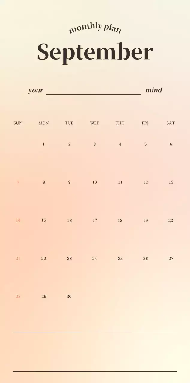 Gradient Minimalist Calendar