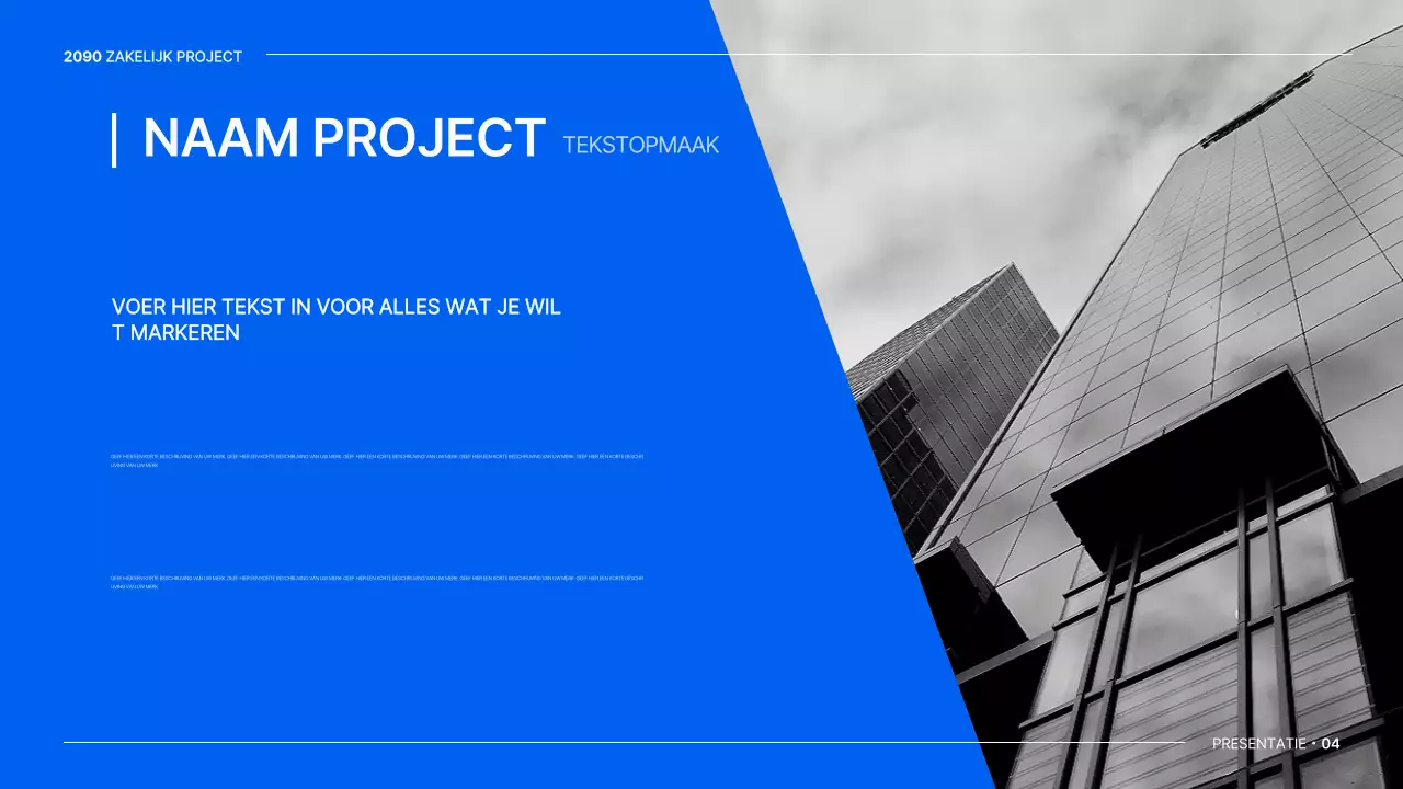 Een eenvoudig globaal bedrijfsplan in wit en blauw