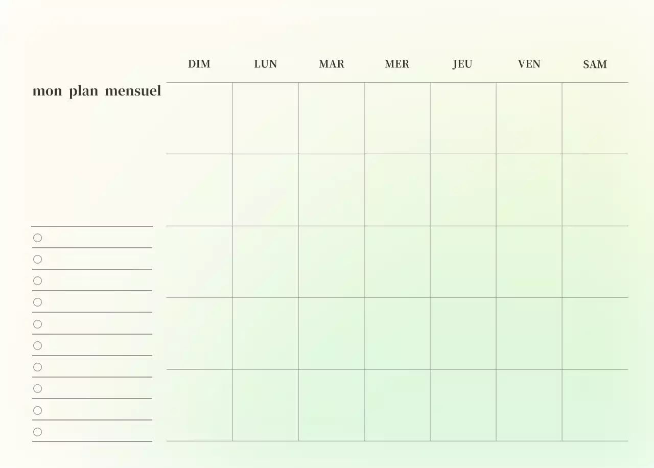 Calendrier minimaliste dégradé