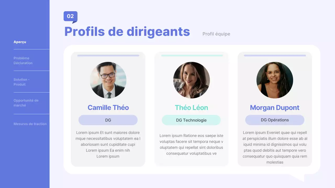 présentation professionnelle bleue de l'entreprise
