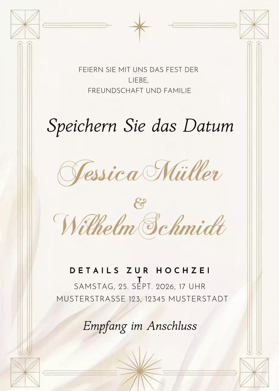 Gold elegante Hochzeitseinladung