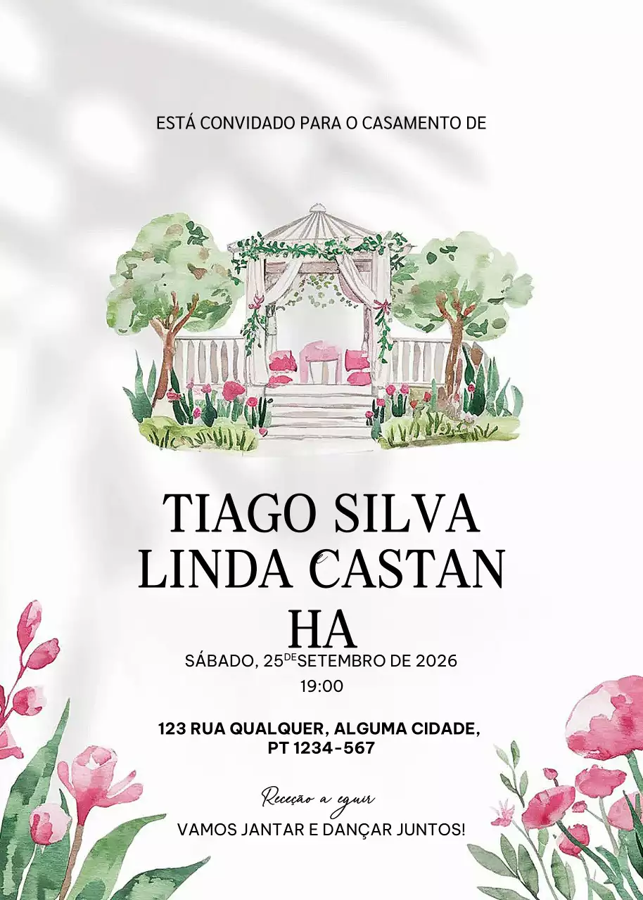 Convite de casamento branco e elegante