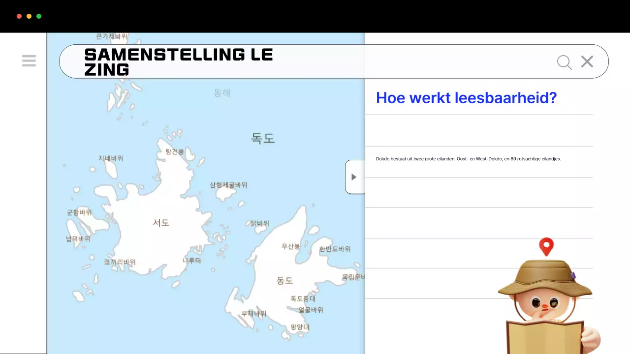Bevorder eenvoudige verkenning van Dokdo in blauw