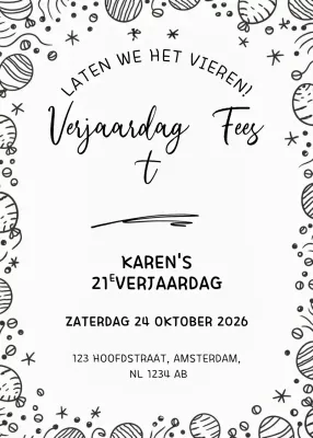 Zwarte minimale verjaardagsuitnodiging