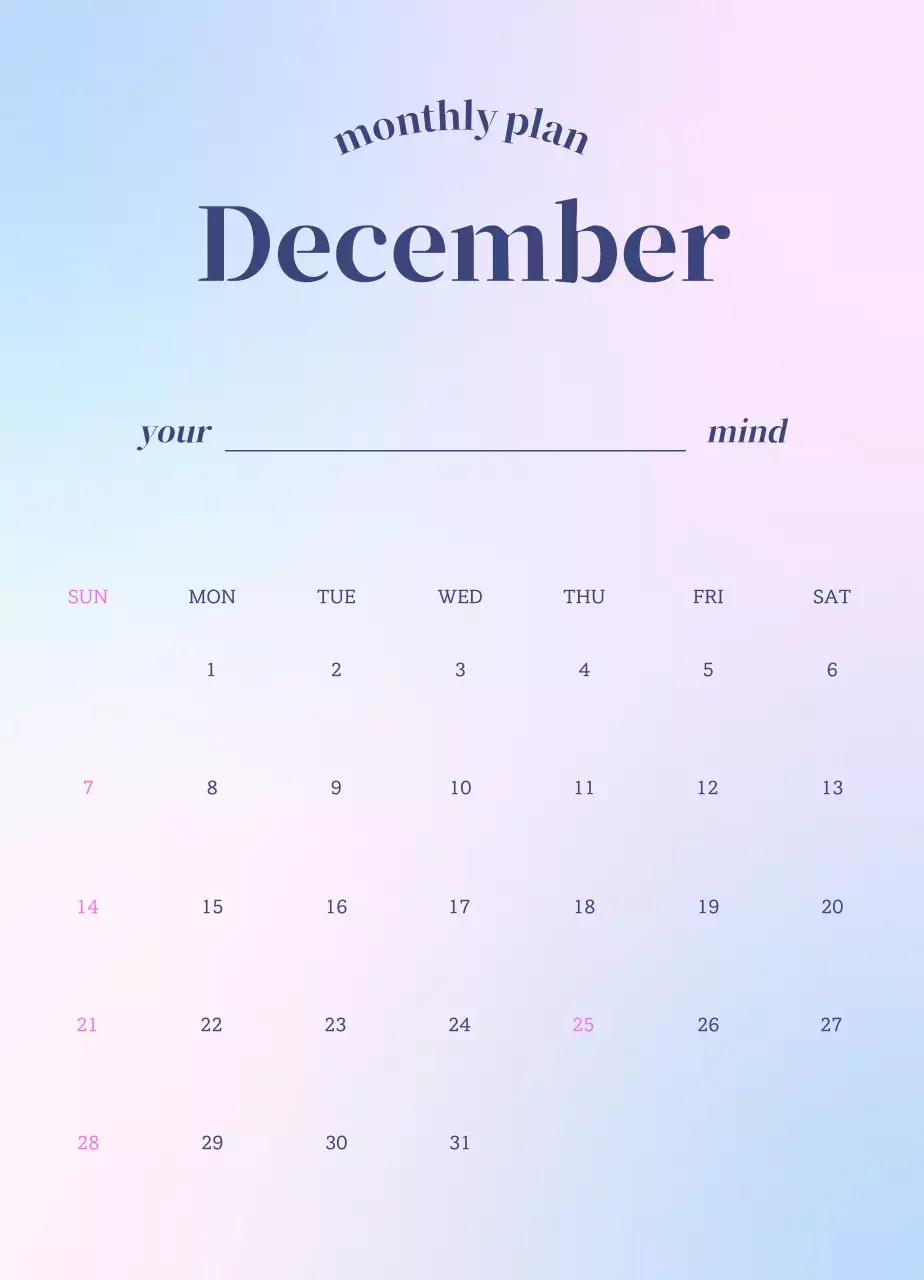 Kalender Emosi Minimalis Gradien