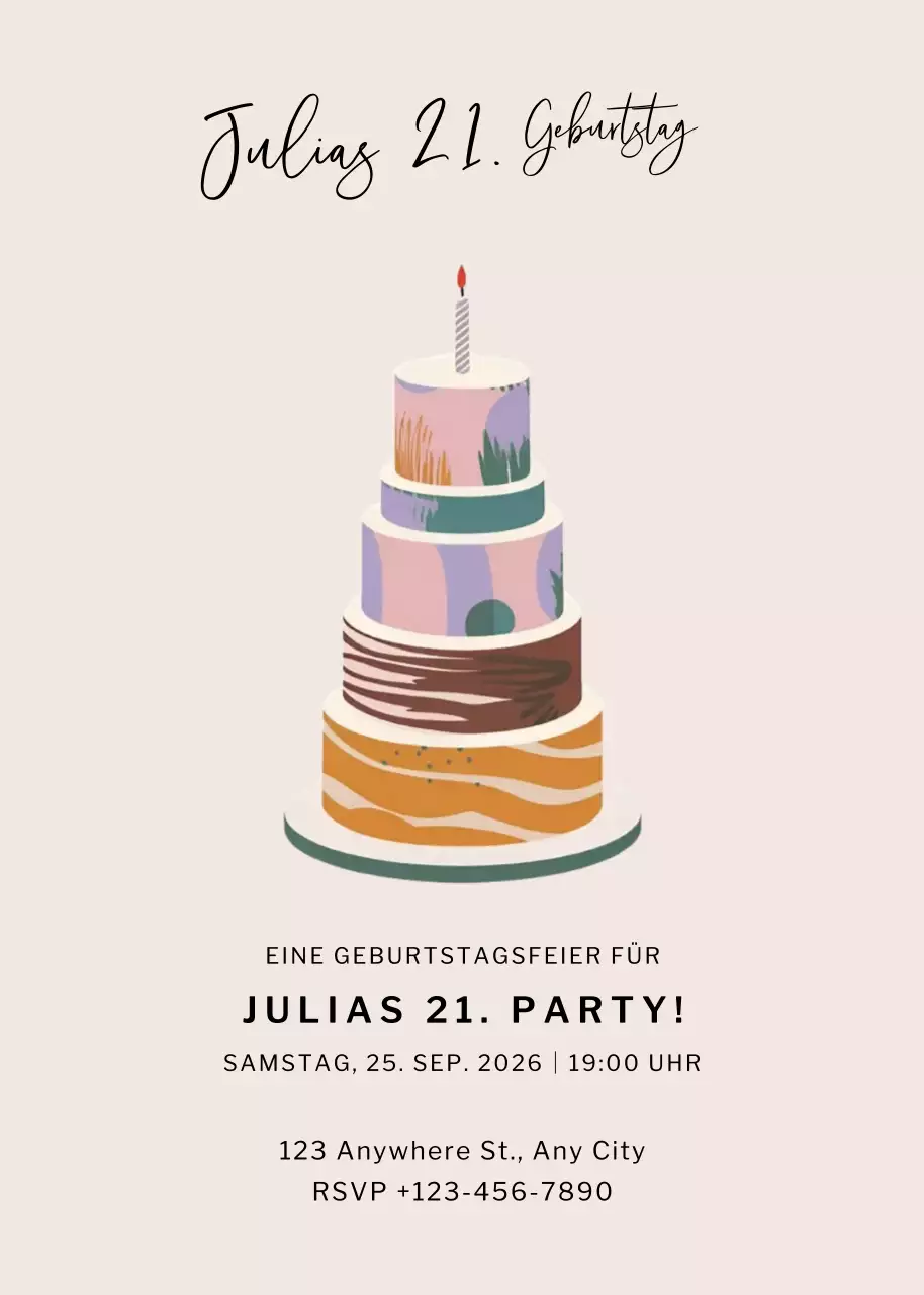 beige moderne Geburtstagseinladung