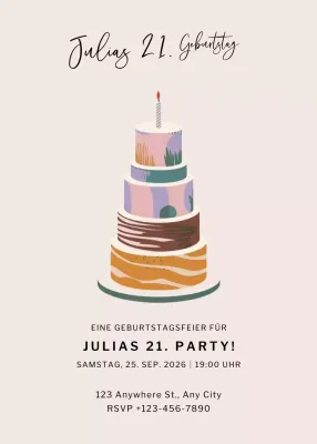beige moderne Geburtstagseinladung