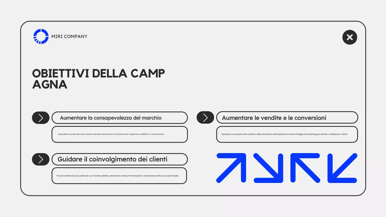 Presentazione del piano di marketing moderno grigio blu