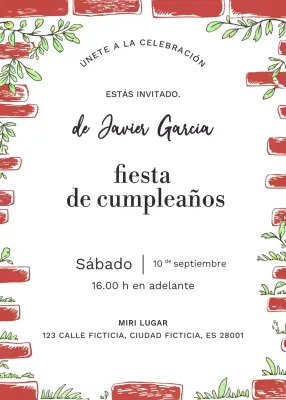 Invitación de fiesta Vintage roja