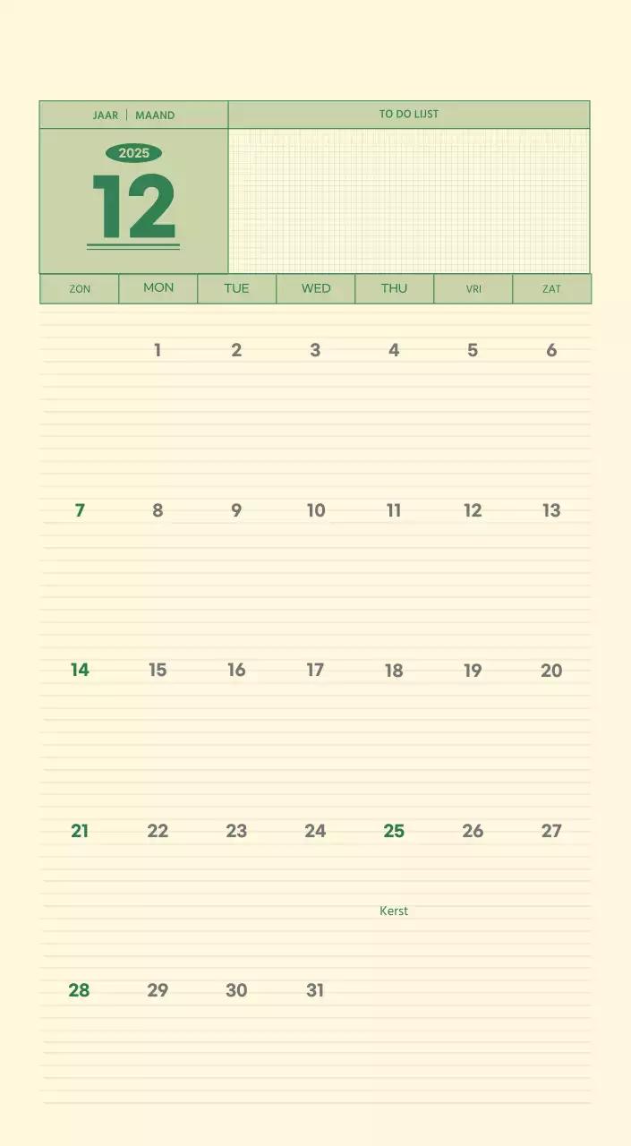 SAT D-Day notitieblok concept wandkalender in groen en lichtgeel