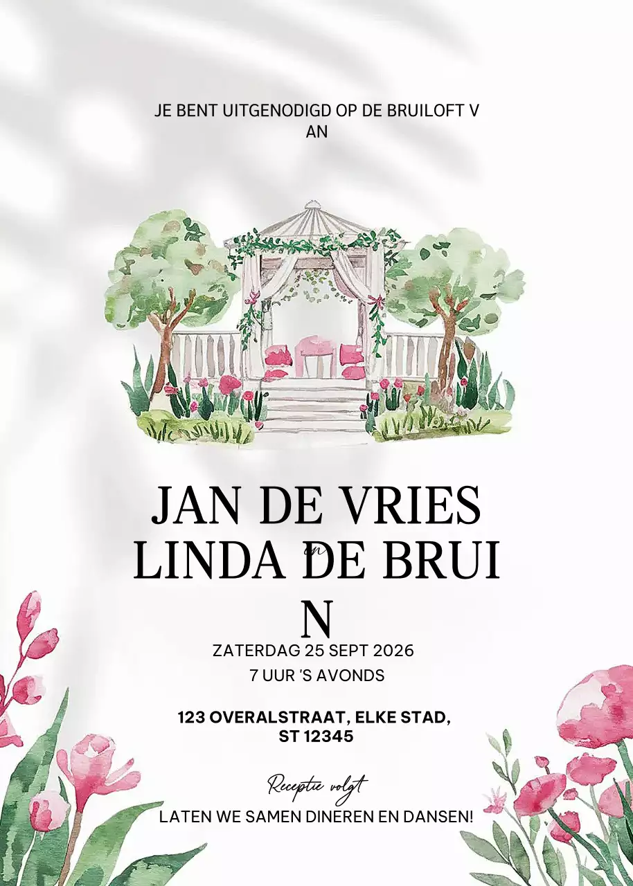 Witte elegante huwelijksuitnodiging