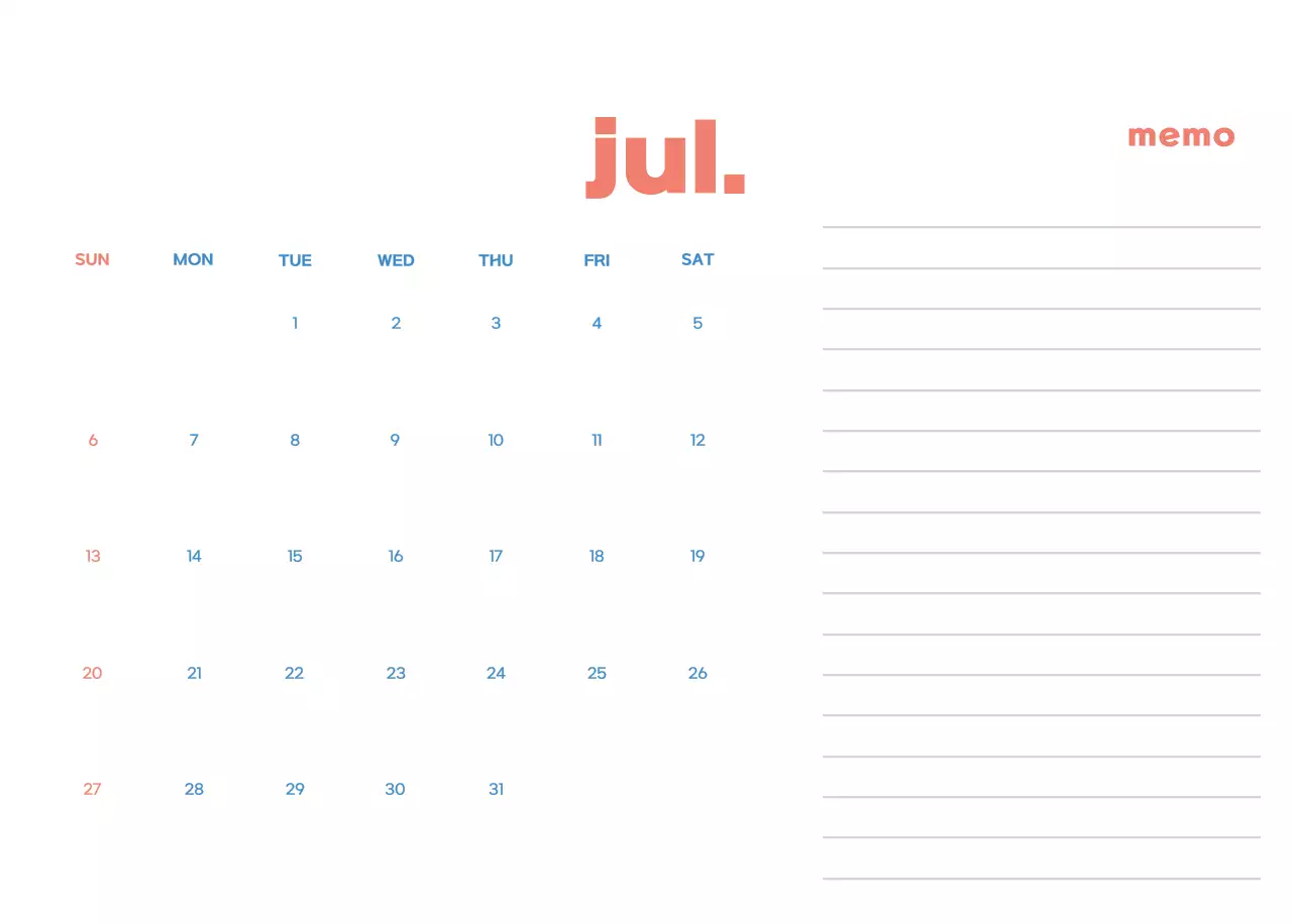 Business calendar with cute illustrations