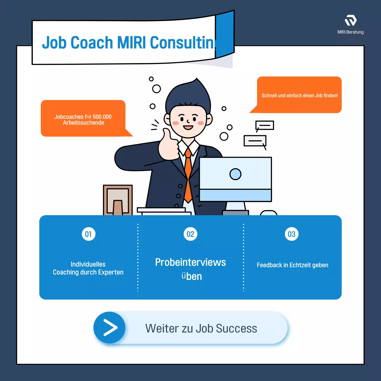 Bewerben Sie moderne Stellenanzeigen in Blau und Orange