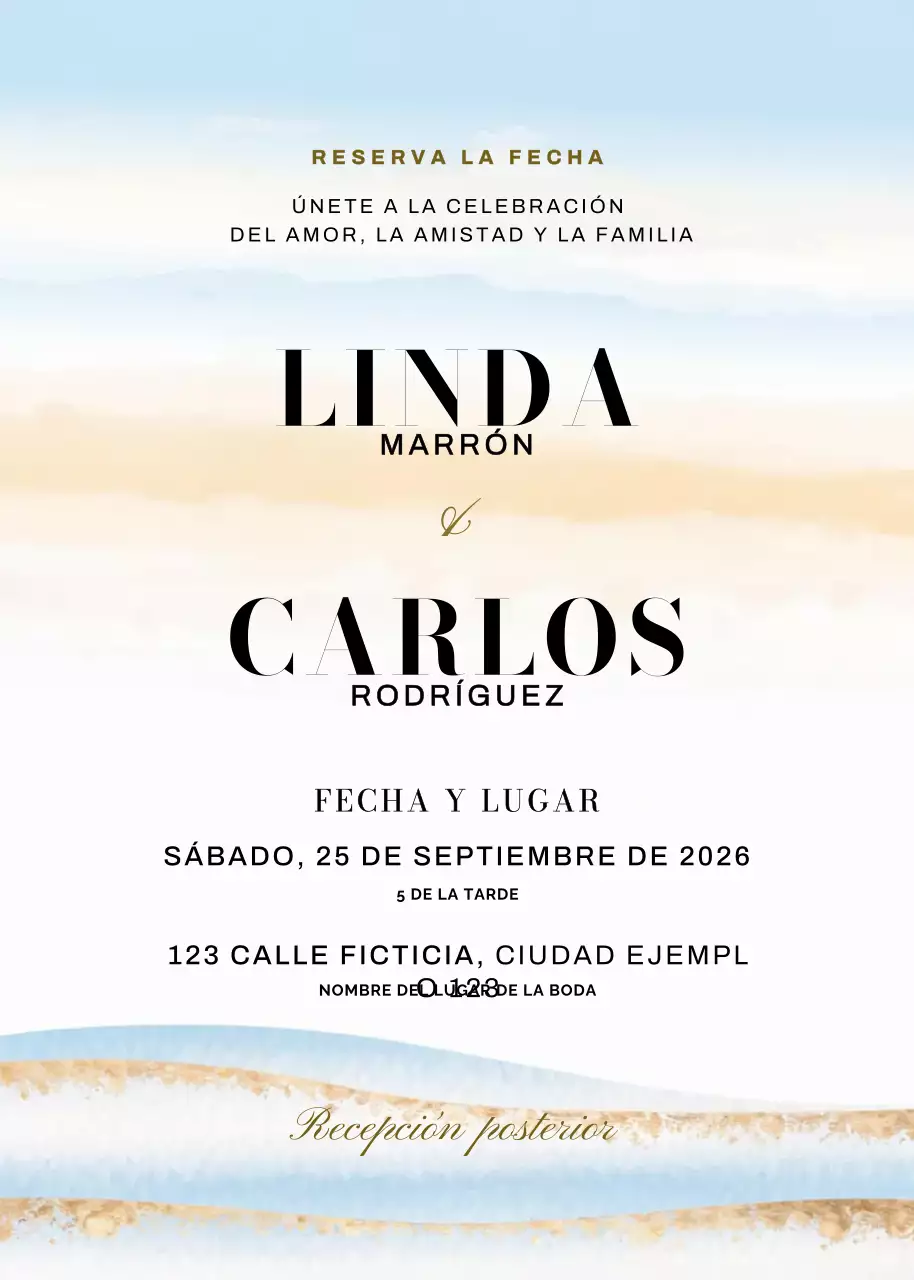 beige elegante invitación de boda