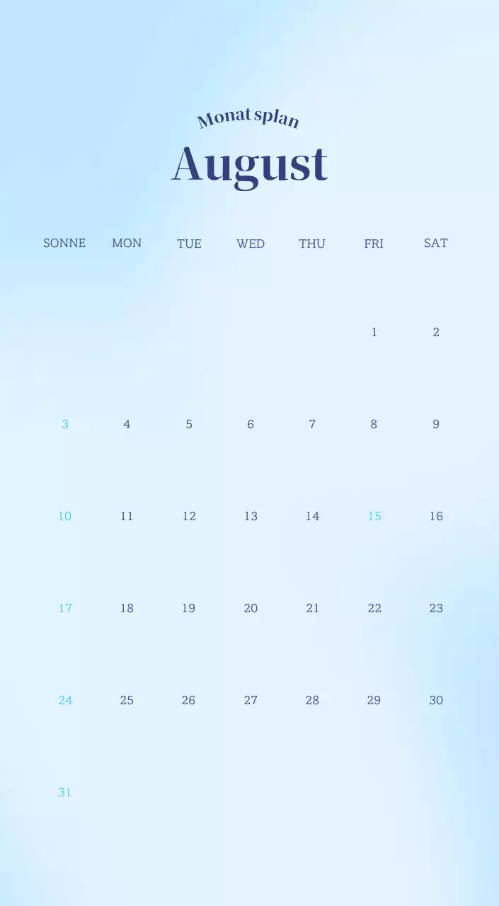 Minimalistischer Kalender mit Farbverlauf