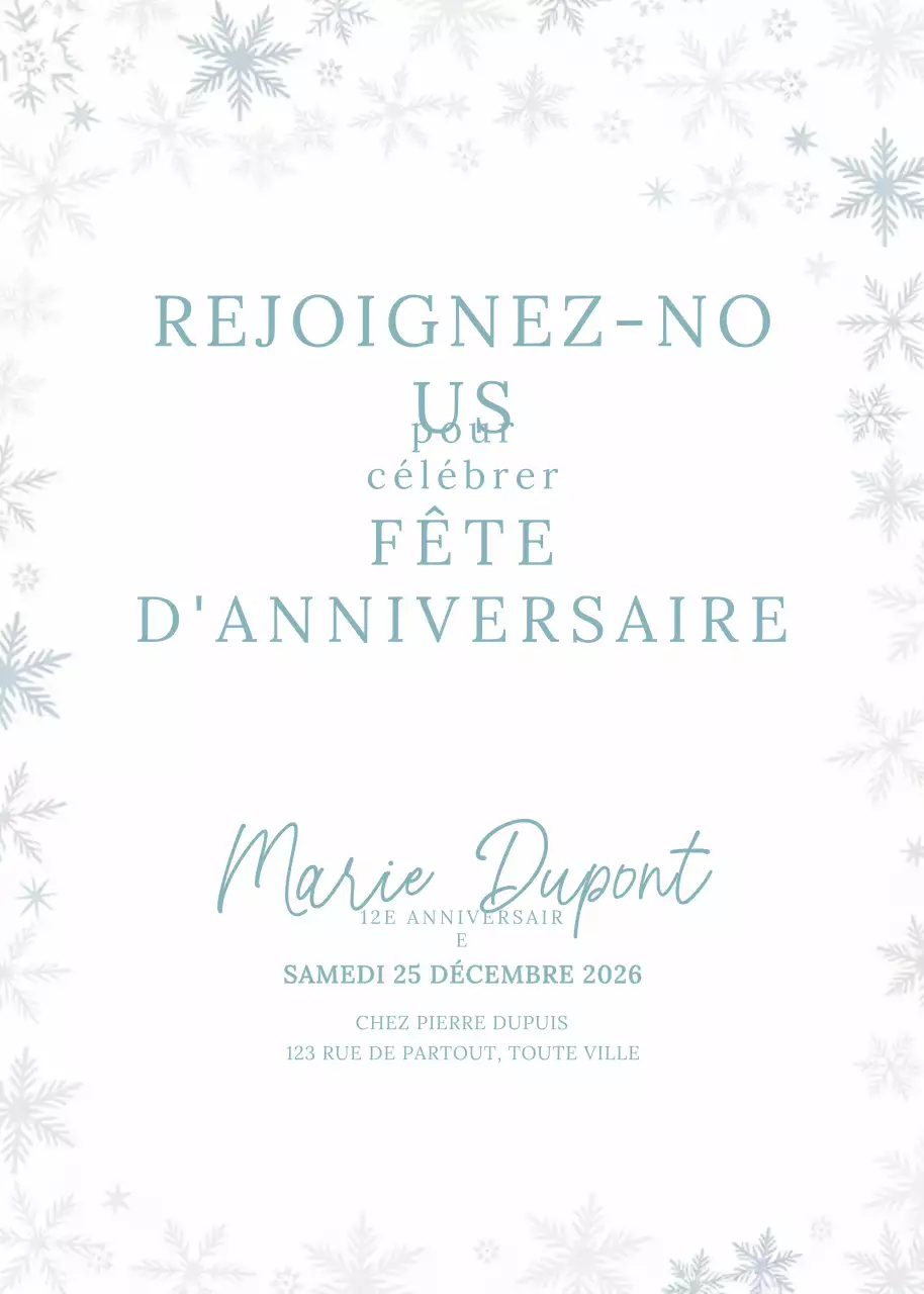 Invitation d'anniversaire élégante en blanc