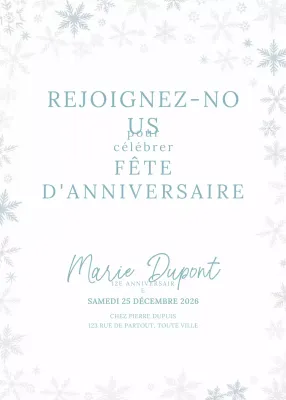 Invitation d'anniversaire élégante en blanc