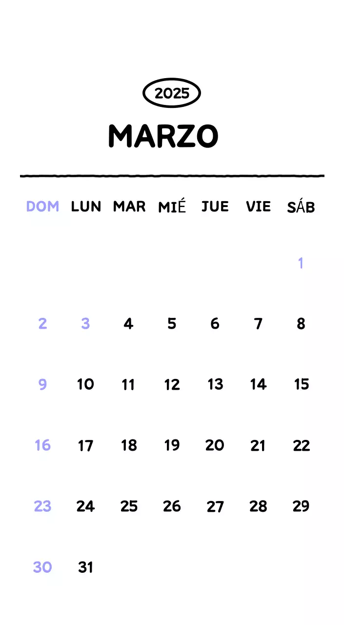 Calendario ilustrado con un bonito estilo de líneas