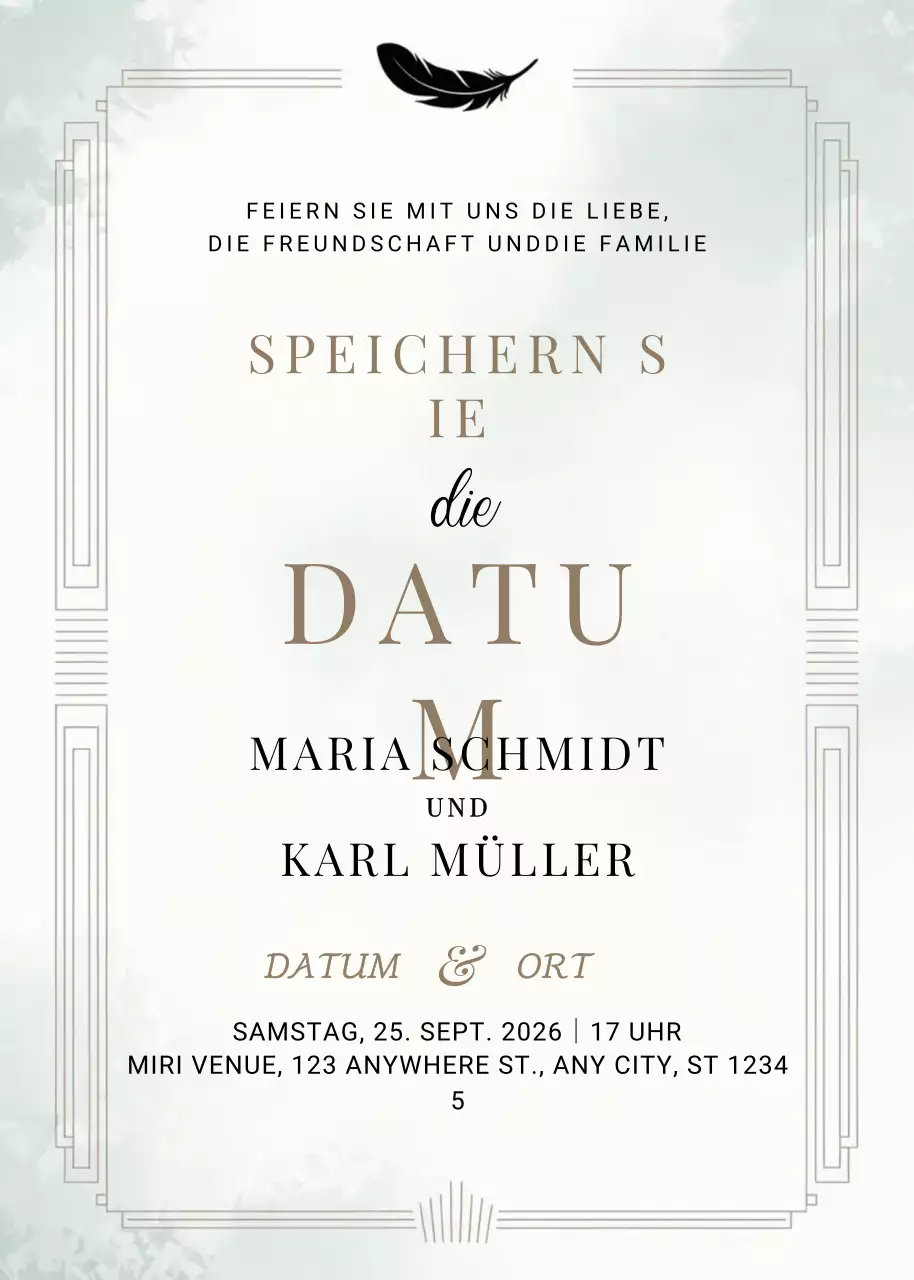 beige elegante Hochzeitseinladung